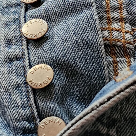 Denim Forum Medium Wash Organic Cotton Denim High Rise Yoko Shorts - Picture 3 of 7